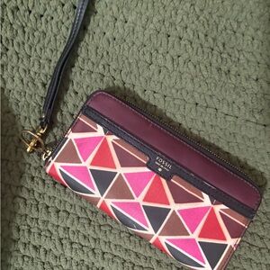 Fossil Geometric Clutch in Pink and Purple